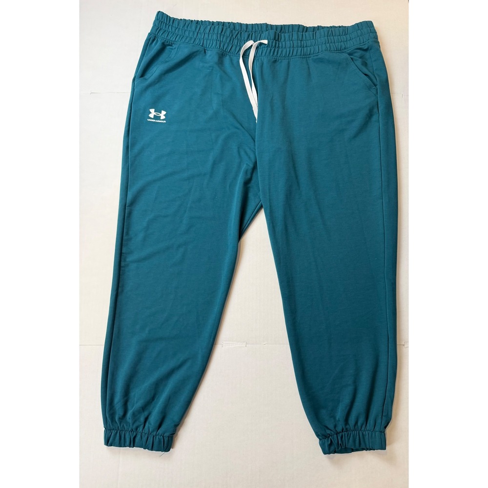 Under Armour Womens 2X Teal Blue Loose Fit Joggers Athletic Sweatpants NWT